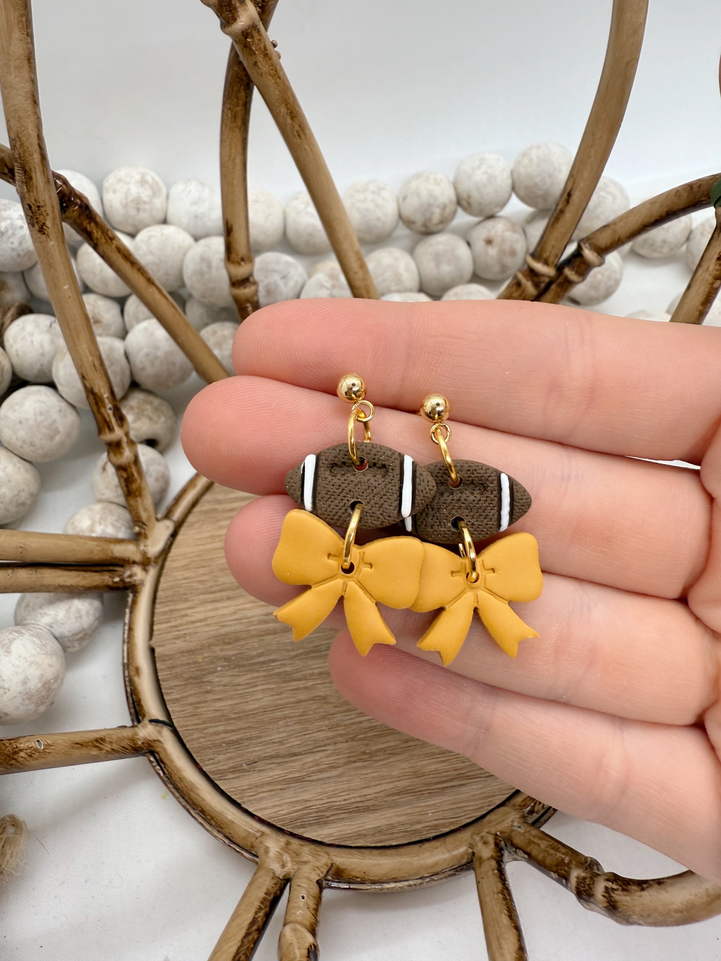 Football + Bow Dangle (Different Color Options) – Made With Love, Lauren